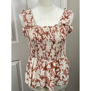 Old Navy Women's Smocked Tank Top Floral Ruffle Sleeves Casual‎ Cute Top M